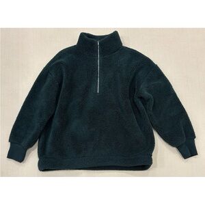 Loft Sherpa Fleece 1/4 Zip Pullover Cottagecore Green Size Large